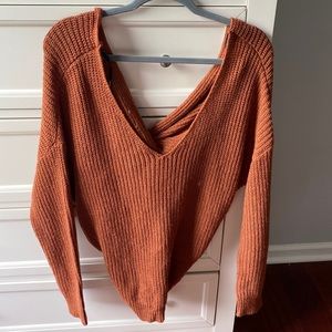 Burnt orange low cut sweater